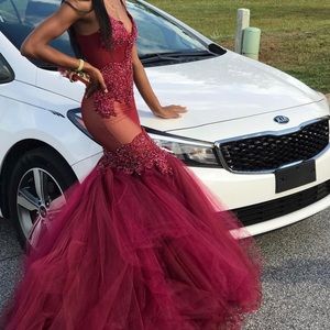 Mermaid Burgundy Prom Dress